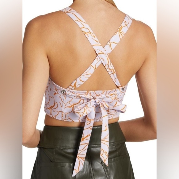 NWT Jonathan Simkhai Tilly Painted Tropical Floral Print Lupine Crop Top Sz XL - Picture 14 of 14